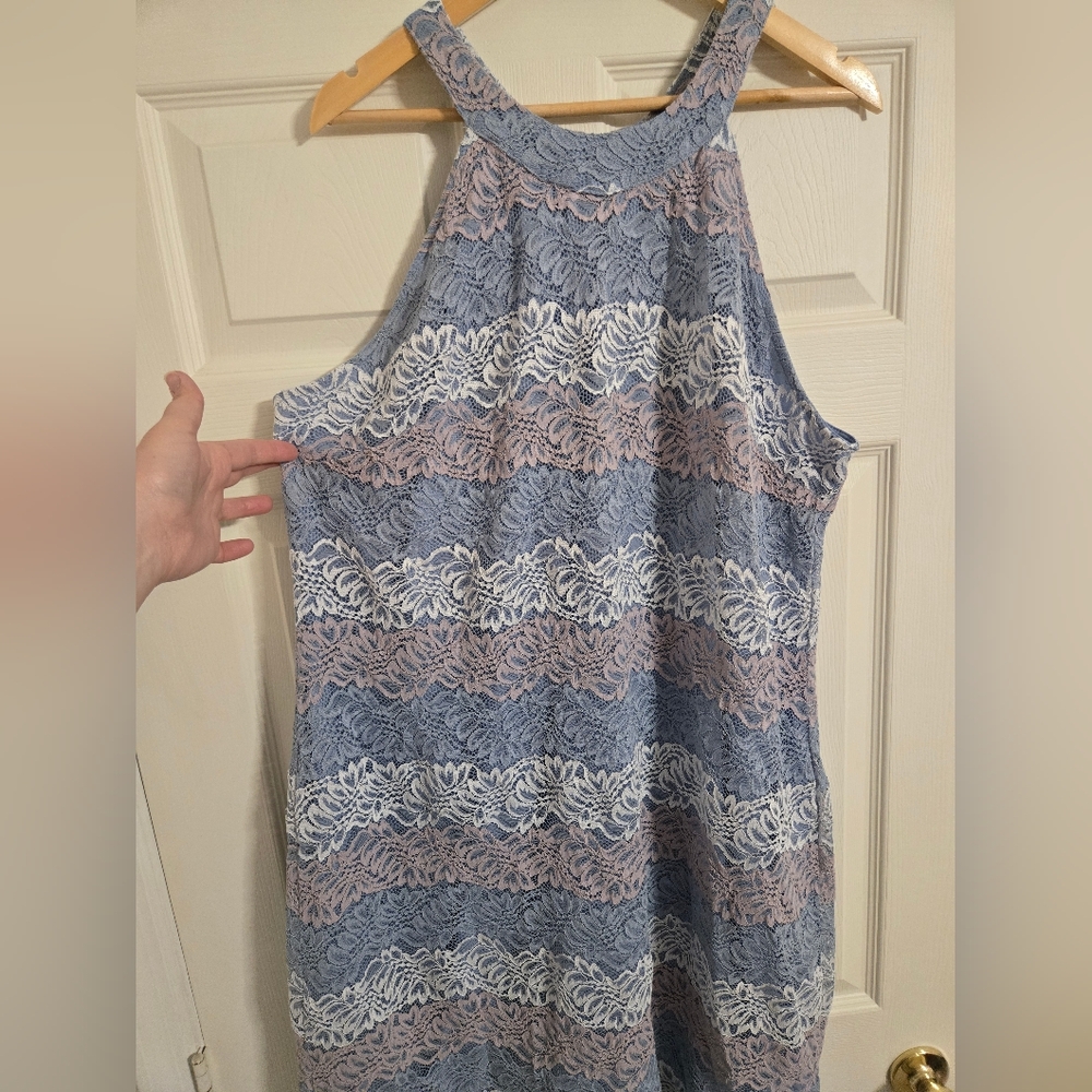 Ashley Stewart blue and white lace dress Sleeveless size 26W - Picture 3 of 10